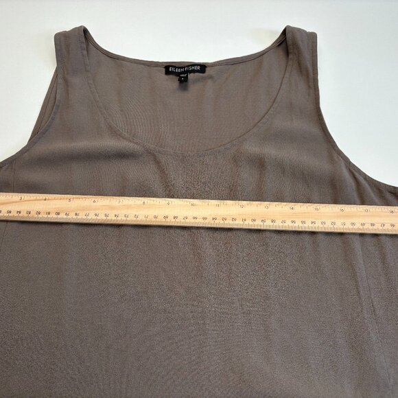 Eileen Fisher 100% Silk Georgette Shell Tank Top Taupe Small - Picture 6 of 7